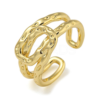 Oval Knot Brass Open Cuff Rings for Women RJEW-Z050-03G-1