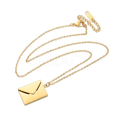 304 Stainless Steel Envolope Pendant Necklaces for Women NJEW-U037-01C-G-1