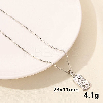 304 Stainless Steel Rectangle Pendant Necklaces LL9510-3-1