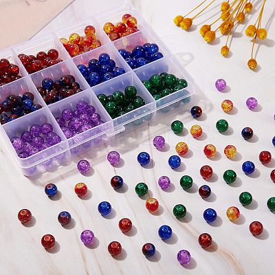 300Pcs 6 Colors Spray Painted Crackle Glass Beads CCG-SZ0001-11E-1