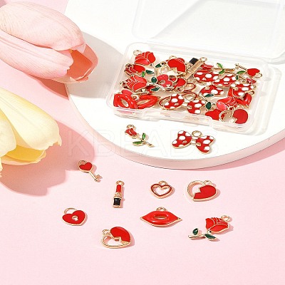 40Pcs 10 Styles Valentine's Day Alloy with Enamel Pendants ENAM-FS0002-39-1