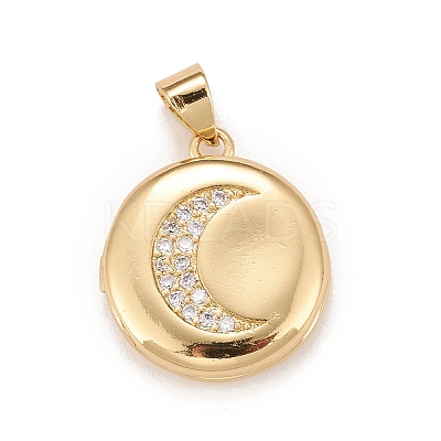 Brass Micro Pave Cubic Zirconia Locket Pendants X-KK-A161-42A-G-1