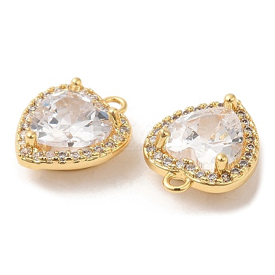 Brass and Clear Cubic Zirconia Pendants ZIRC-Q202-05G-1