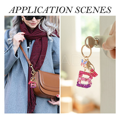 Alloy Resin Butterfly Keychains KEYC-TADJ0002-02G-B-1