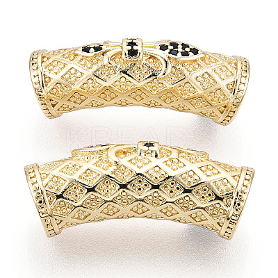 Brass Micro Pave Cubic Zirconia Tube Beads ZIRC-T004-60G-1