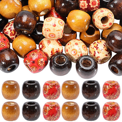 90pcs 3 Colors Dyed Natural Wood Beads WOOD-PA0001-26-1