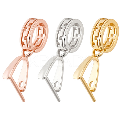 3Pcs 3 Colors Rhodium Plated Sterling Silver Ice Pick Pinch Bails STER-OC0001-02-1