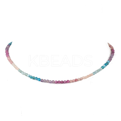 3.5MM Faceted Round Natural Rhodonite & Amethyst & Apatite & Sunstone & Ruby Beaded Necklaces NJEW-JN05973-1
