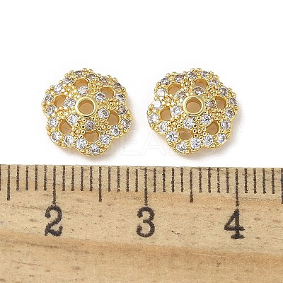 Brass Clear Cubic Zirconia Bead Caps KK-A236-15B-G-1