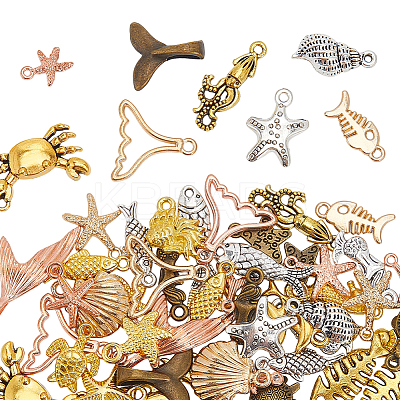 60Pcs Tibetan Style Alloy Pendants FIND-SP0004-07-1