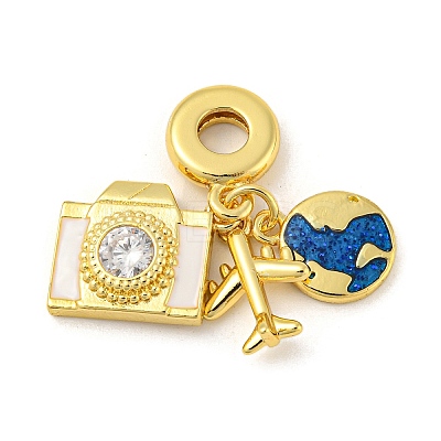 Rack Plating Brass Enamel European Dangle Charms X-KK-R153-13G-1