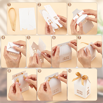 Hollow House Shaped Cardboard Paper Candy Boxes CON-WH0084-82B-1