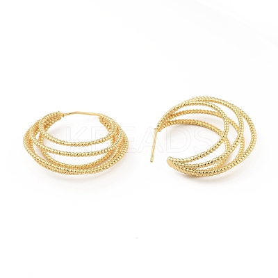 Rack Plating Brass Chunky Open Hoop Earrings EJEW-C035-04G-1