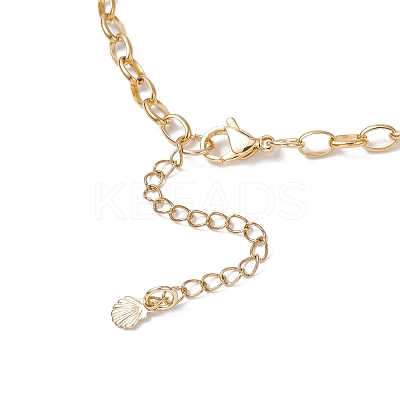 3Pcs 3 Styles Alloy Enamel Whale Tail Starfish & Natural Shell Teardrop Pendant 304 Stainless Steel Cable Chain Necklaces for Women NJEW-JN05407-1