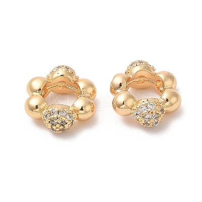 Brass Micro Pave Cubic Zirconia Linking Rings KK-B074-54G-1