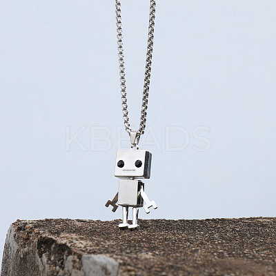 Alloy Robot Pendant 201 Stainless Steel Box Chain Necklaces FS-WG372FC-02-1