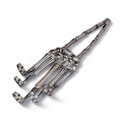 Halloween Themed Skull Alloy Full Hand Ring Bracelet BJEW-L680-01B-1