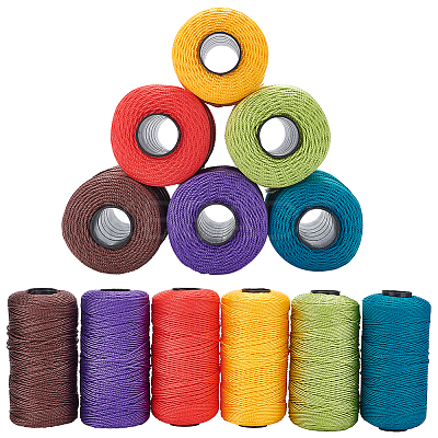 6 Roll 6 Colors 3-Ply Polypropylene Fiber Ice Silk Hand Knitting Light Body Yarn OCOR-WR0001-41-1