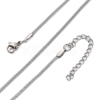 304 Stainless Steel Mesh Chain Necklaces for Women Men NJEW-P321-01P-1
