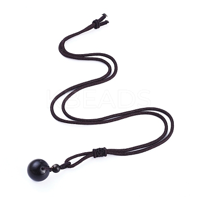 Natural Golden Sheen Obsidian Pendant Necklaces NJEW-P241-A01-1