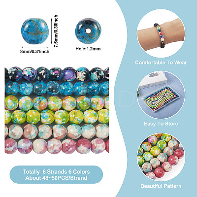 6 Strands 6 Colors Synthetic Turquoise Dyed Beads Strands TURQ-TA0001-03-1