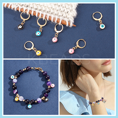 15Pcs 5 Color Alloy Enamel Evil Eye Charms Locking Stitch Makers HJEW-PH01592-1