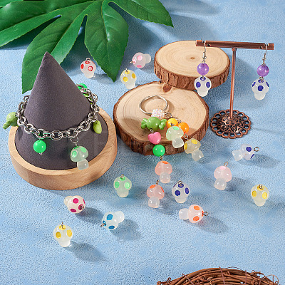 32Pcs 8 Colors Luminous Transparent Resin Pendants FIND-TA0002-48-1