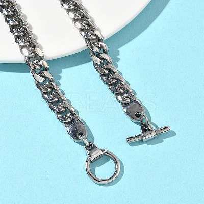 8MM 304 Stainless Steel Cuban Link Chain OT Necklaces for Men NJEW-G193-01P-1