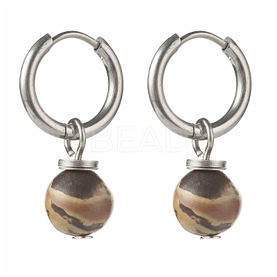 Natural Plum Blossom Jasper Beads Earrings for Girl Women Gift EJEW-JE04607-01-1