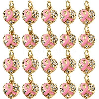 20Pcs Brass Micro Pave Clear Cubic Zirconia Charms KK-SZ0004-72-1
