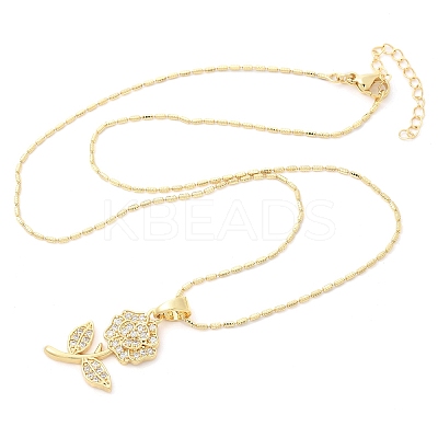 Brass Micro Pave Clear Cubic Zirconia Pendant Necklaces for Women LS-NJEW-M084-02G-01-1