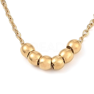 304 Stainless Steel Cable Chain Round Beads Pendant Necklaces for Women NJEW-Z047-02G-1
