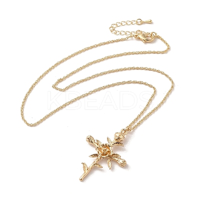 304 Stainless Steel Cross with Flower Pendant Necklaces for Women NJEW-A020-03H-G-1
