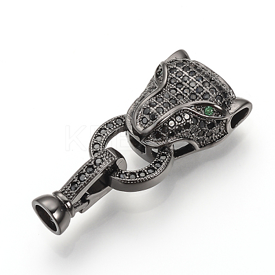 Brass Micro Pave Cubic Zirconia Fold Over Clasps ZIRC-S058-03B-1