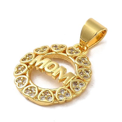 Mother's Day Brass Micro Pave Clear Cubic Zirconia Pendants FIND-Z041-18G-1