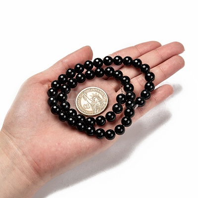 Natural Eyeless Obsidian Beads Strands G-K123-06-8mm-1