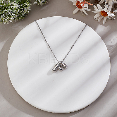 1pc Brass Chain with Alloy Letter Pendants Necklaces NJEW-LP0001-41F-P-1
