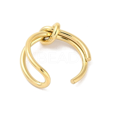 Simple Knotted 304 Stainless Steel Open Cuff Ring for Women Men LS-RJEW-Z038-04G-1