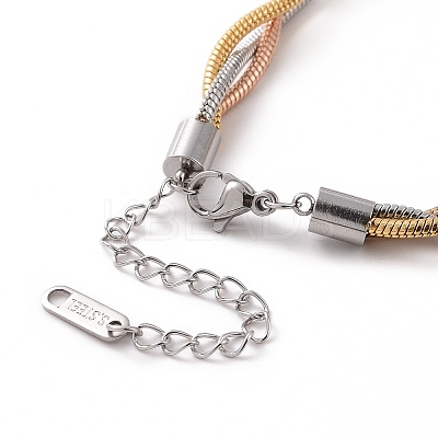 304 Stainless Steel Braided Round Snake Chain Bracelet for Women BJEW-P286-04A-1