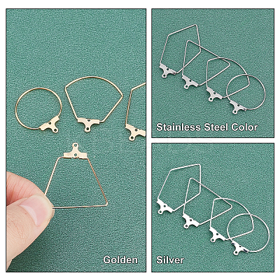 24Pcs 12 Style Sector & Ring & Trapezoid & Rhombus 304 Stainless Steel Pendants STAS-UN0027-16-1
