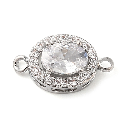 Brass Pave Clear Cubic Zirconia Connector Charms KK-G503-31P-1