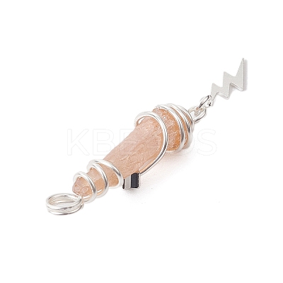 3Pcs 3 Styles Electroplated Natural Quartz Crystal Nuggets Copper Wire Wrapped Pendants PALLOY-JF03128-09-1