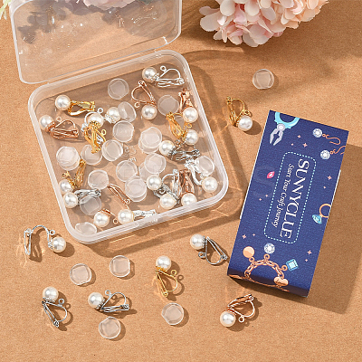 24Pcs 4 Colors Brass Clip-on Earring Findings KK-SC0006-68A-1