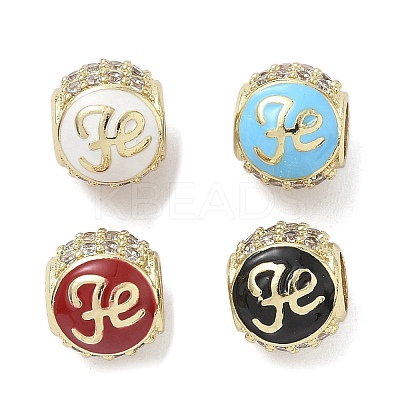 Real 18K Gold Plated Brass Micro Pave Cubic Zirconia Barrel European Beads KK-K368-19G-1