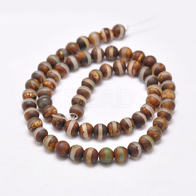 Natural Tibetan Style dZi Beads Strands G-P229-A-07J-6mm-1