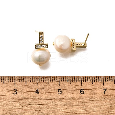Natural Pearl Ear Studs EJEW-L099-09G-1