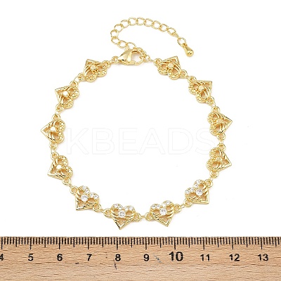 Brass Micro Pave Clear Cubic Zirconia Link Chain Bracelets for Women BJEW-A090-09C-G-1