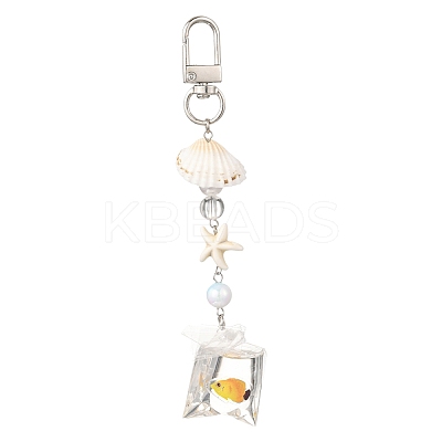 ABS Plastic Imitation Pearl & Acrylic & Synthetic Turquoise & Shell Pendant Decorations KEYC-FS00038-04-1