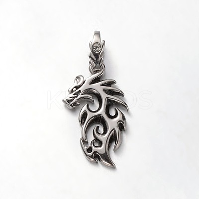 Trendy Vintage 304 Stainless Steel Rhinestone Pendants STAS-M036-01AS-1