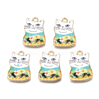 Rack Plating Alloy Enamel Pendants ENAM-T011-144A-1